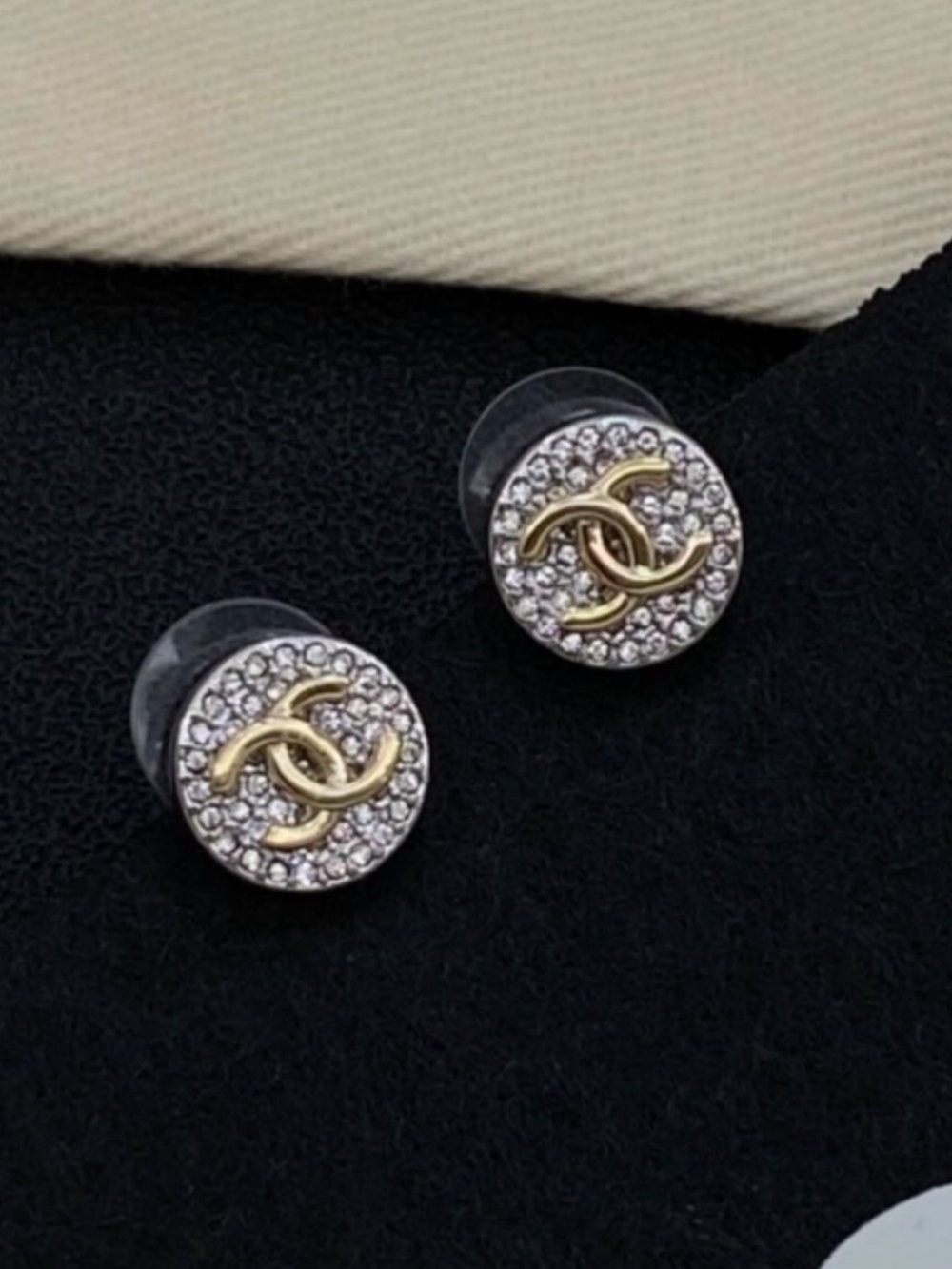 Fashion Jewelry 14K Gold & Silver Plated Logo C-C Round Stud Earrings